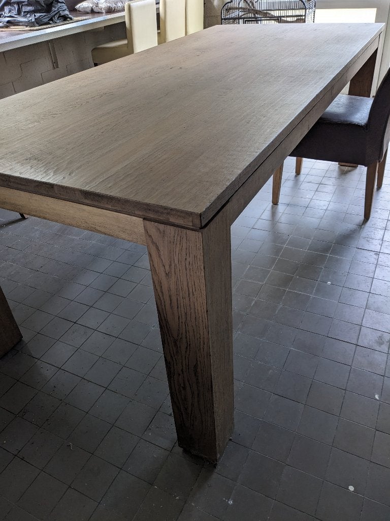 Eettafel met stoelen, Teck, Comme neuf, 100 à 150 cm, Enlèvement