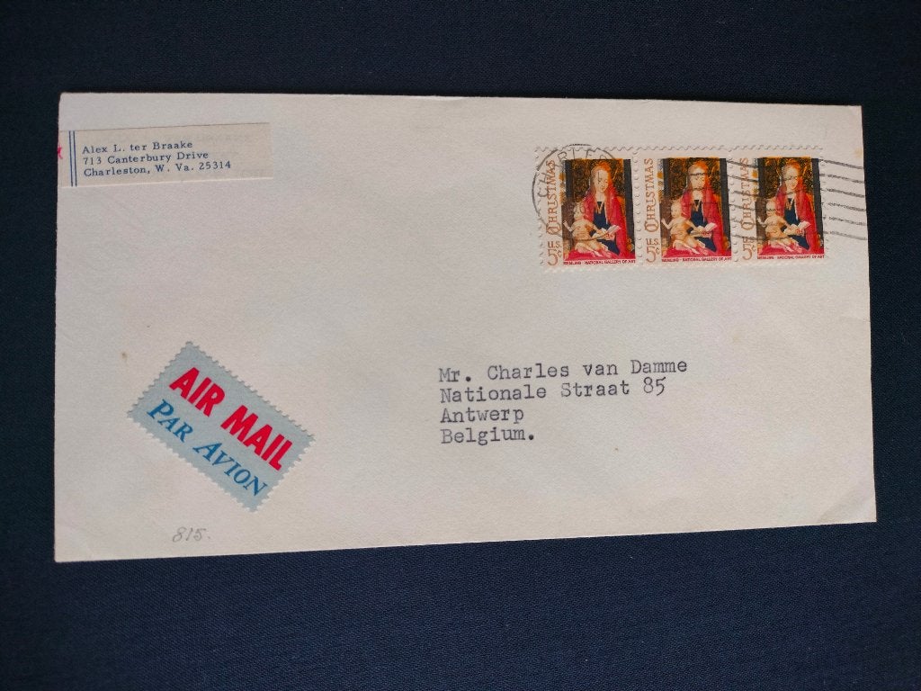 USA 1966 - brief kerstmis, Maria met kind en engelen, kunst, Verzenden, Gestempeld, Noord-Amerika