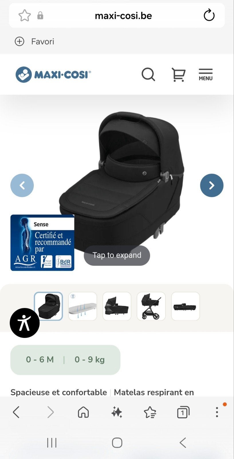 Nacelle/landau Maxi Cosi Sense neuve, Enlèvement, Neuf, Maxi-Cosi