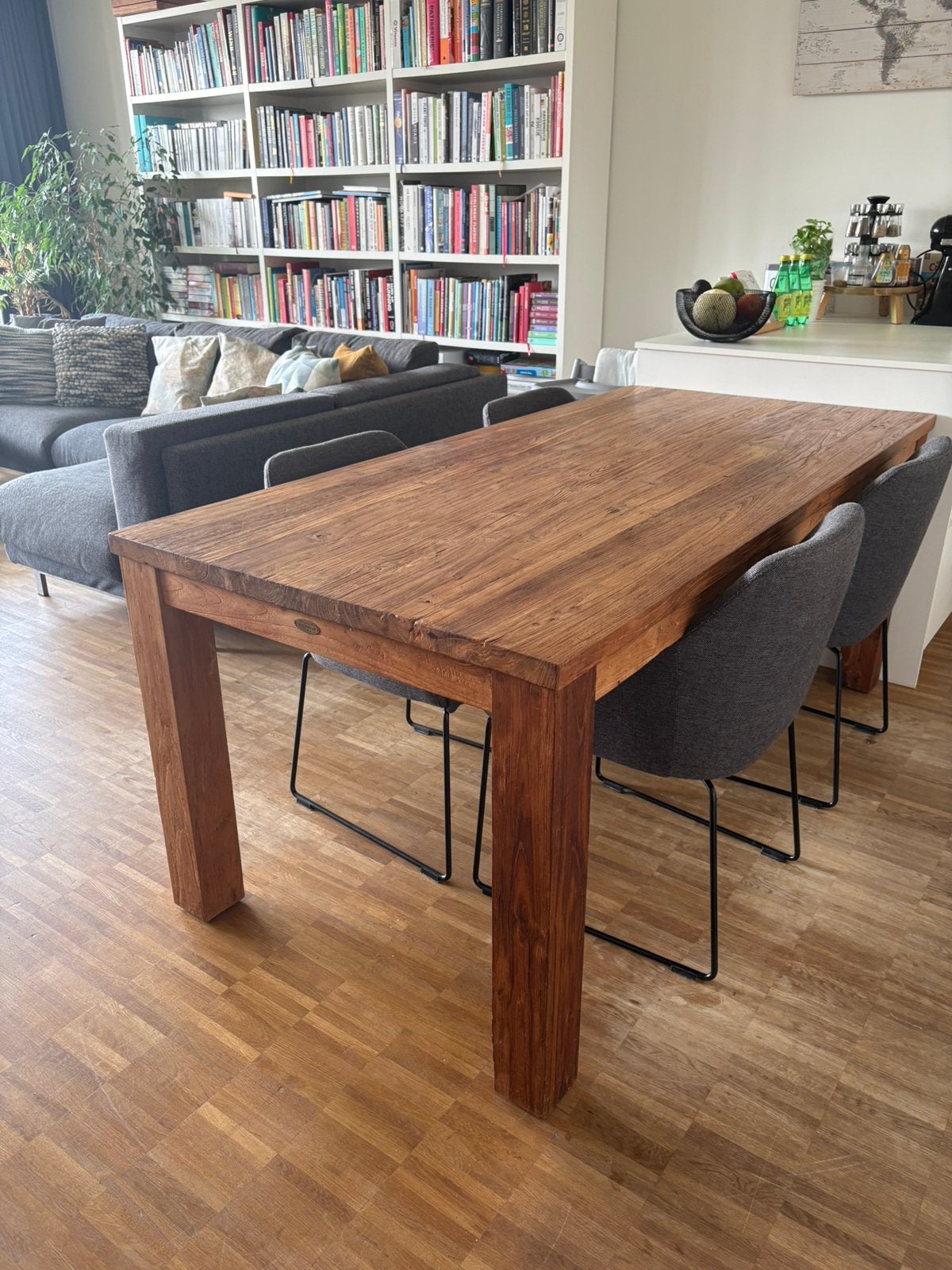 Eettafel, teakhout, 190x90, Ophalen, Gebruikt, Teakhout, 50 tot 100 cm