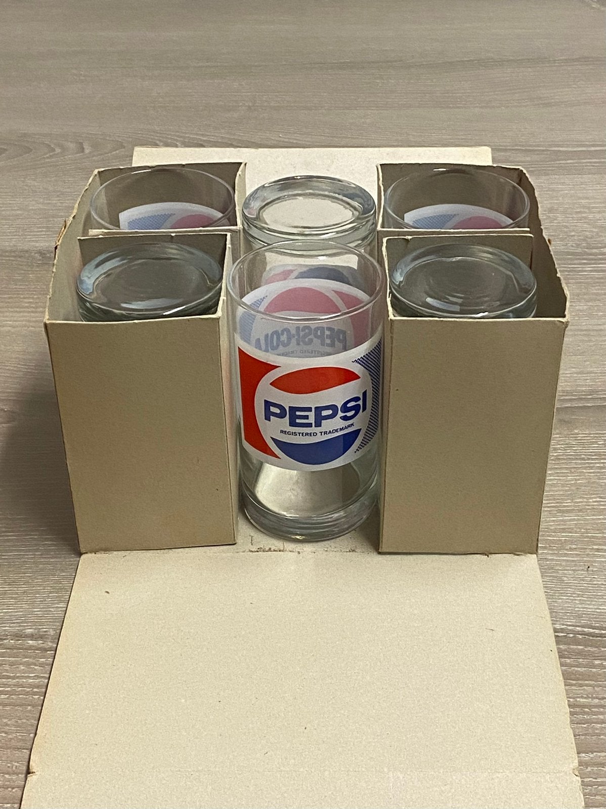 Set van 6 vintage Pepsi-Cola-glazen, NIEUW, prijs: €15, Verzamelen, Ophalen of Verzenden, Zo goed als nieuw