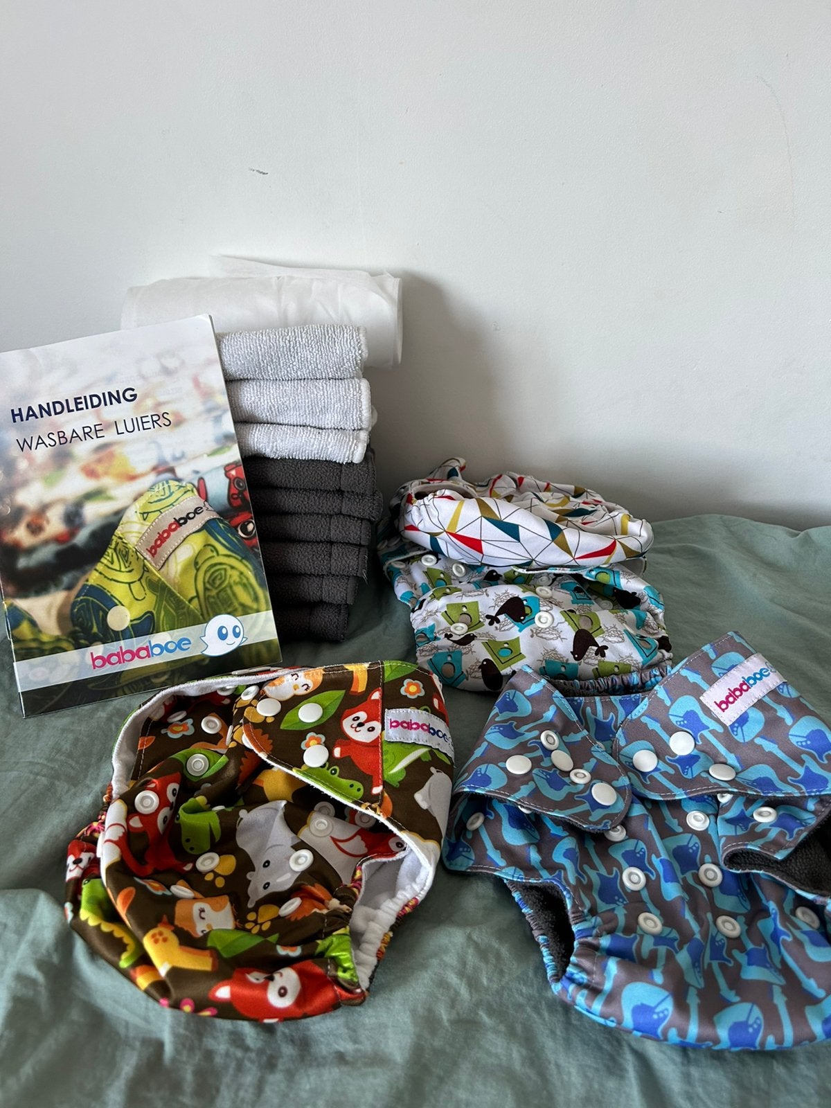Wasbare luiers pakket bababoe, Kinderen en Baby's, Babykleding | Overige, Ophalen of Verzenden, Zo goed als nieuw