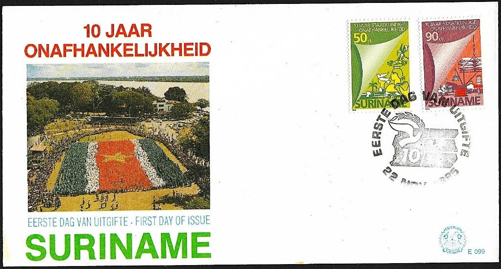 1985 - SURINAME - FDC Onafhankelijkheid [SG 1268/1269], Postzegels en Munten, Postzegels | Suriname, Postfris, Verzenden