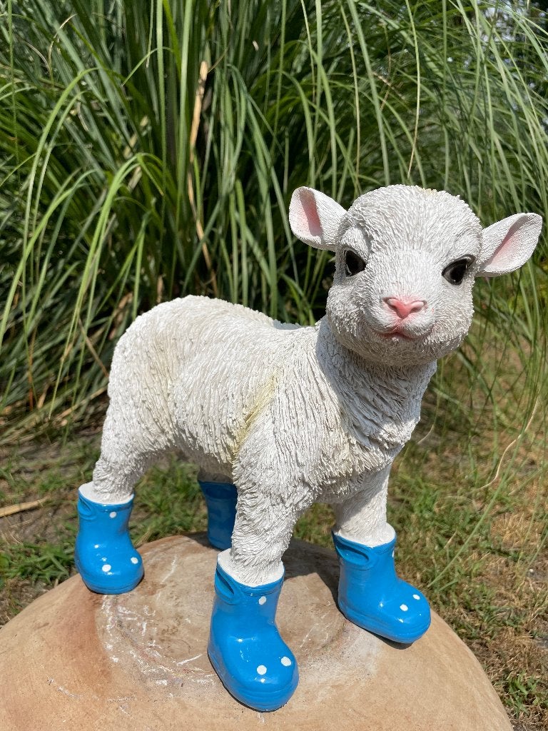 Bottes en agneau bleues, chambre de bébé, cadeau 30cm, Enlèvement ou Envoi, Neuf, Synthétique, Animal