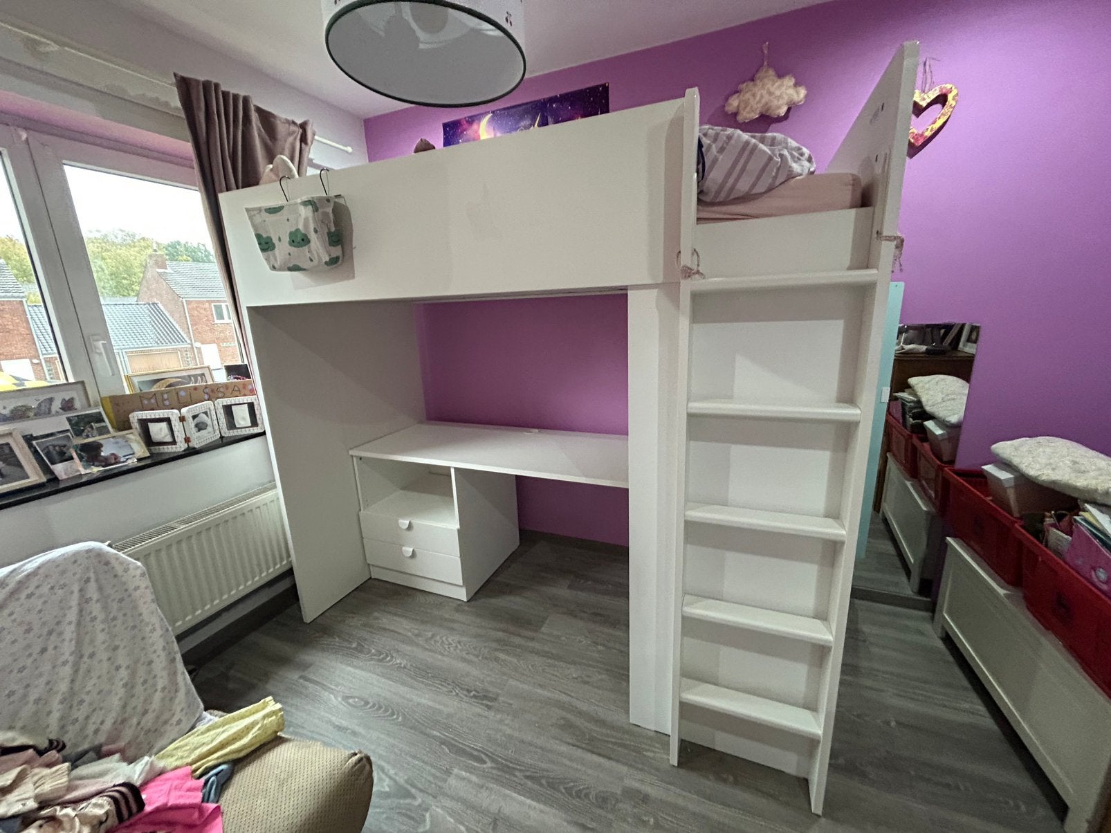 lit mezzanine IKEA SMÅSTAD avec bureau et matelas Emma, Enlèvement, Comme neuf, Lit mezzanine