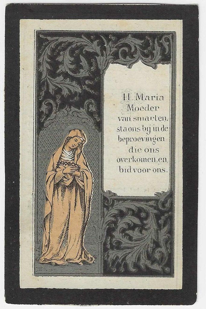 Maria Lauwers, Malines 1876 - Malines 1890, Enlèvement ou Envoi, Image pieuse