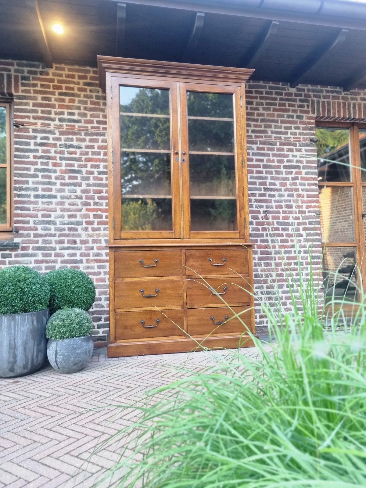 Eiken flamant buffetkast/vitrinekast GRATIS LEVERING, 100 tot 150 cm, Flamant, Ophalen of Verzenden, Zo goed als nieuw