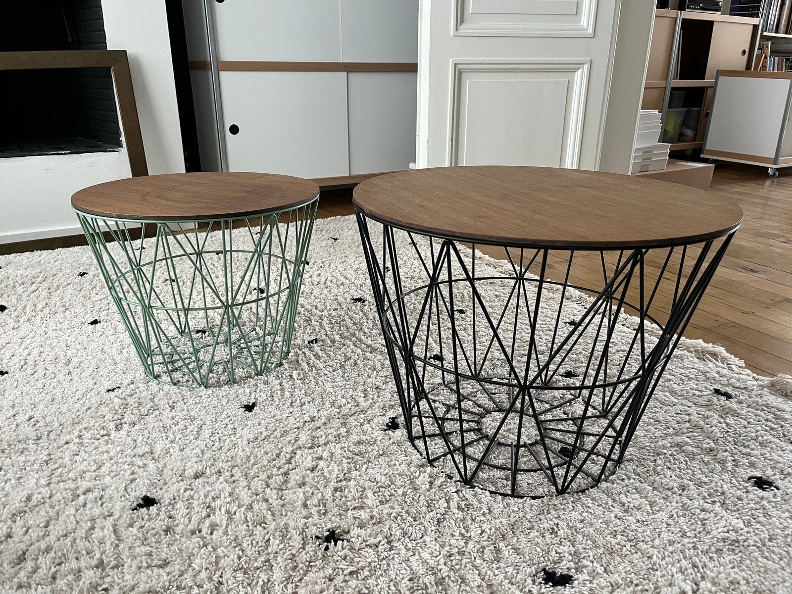 2 paniers ferm living wire, Enlèvement, Utilisé, Bois