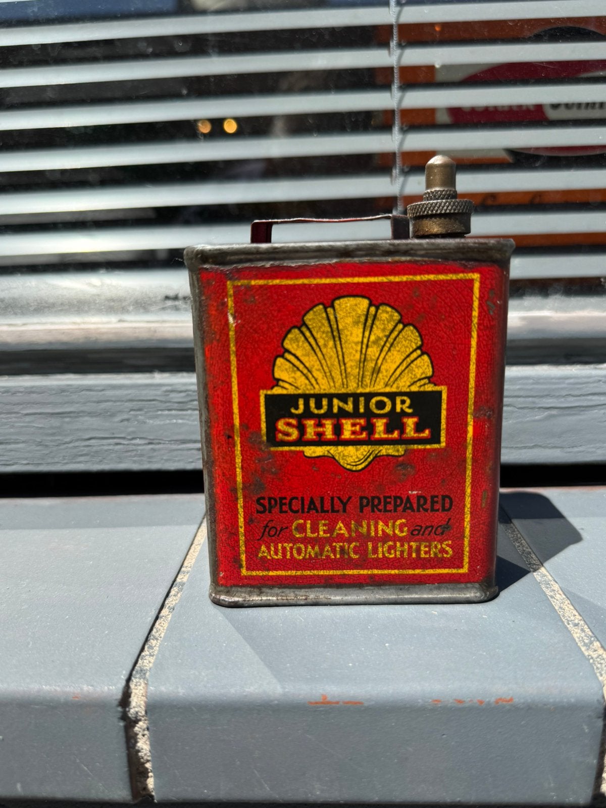 SHELL mini Junior olie blikje, Verzamelen, Merken en Reclamevoorwerpen, Gebruikt, Verpakking, Ophalen of Verzenden