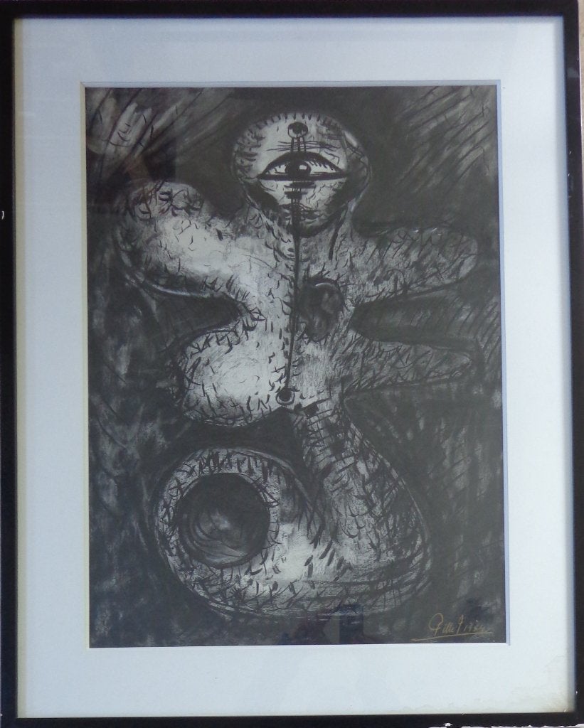 JACQUES PILLE / CYCLOPENBLIK / ORIGINEEL WERK 91x72cm KADER, Ophalen