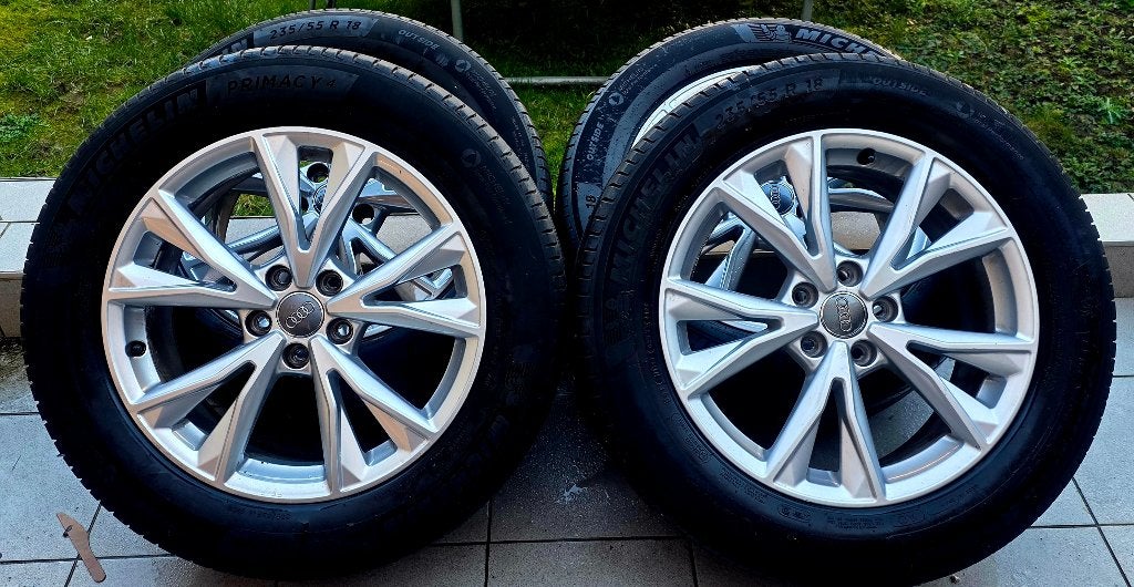 Jantes 18 pouces d'origine Audi Q3 S-line + pneus d'été, Pneus et Jantes, Pneus été, 18 pouces, Enlèvement