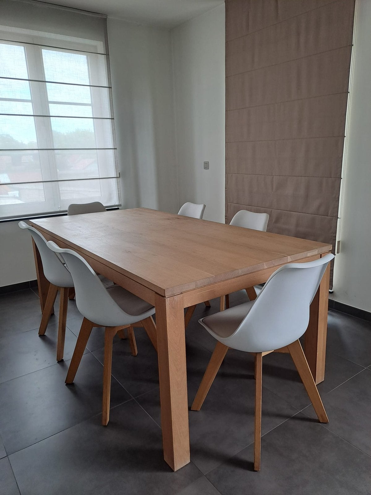 Set van 6 scandinavische eetkamerstoelen (Wit / Hout), Ophalen, Wit, Zo goed als nieuw, Vijf, Zes of meer stoelen