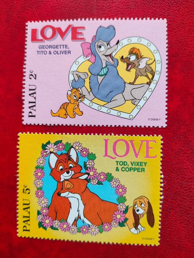 Palau 1996 - Les amoureux de Disney, cœurs, chiens, fleurs, Timbres & Monnaies, Timbres | Océanie, Envoi, Non oblitéré