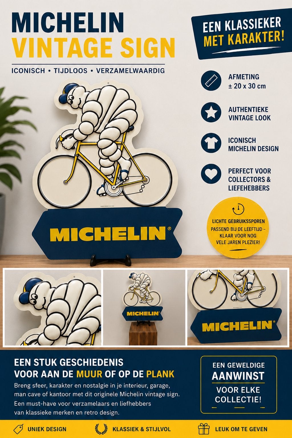 Michelin Bibendum decoratiebord - vintage stijl., Ophalen
