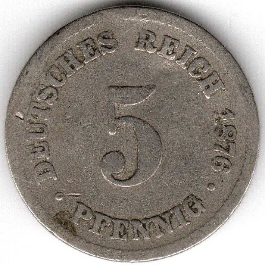 Duitsland : 5 Pfennig 1876 B Hannover  KM#3  Ref 16489, Ophalen of Verzenden, Duitsland, Losse munt