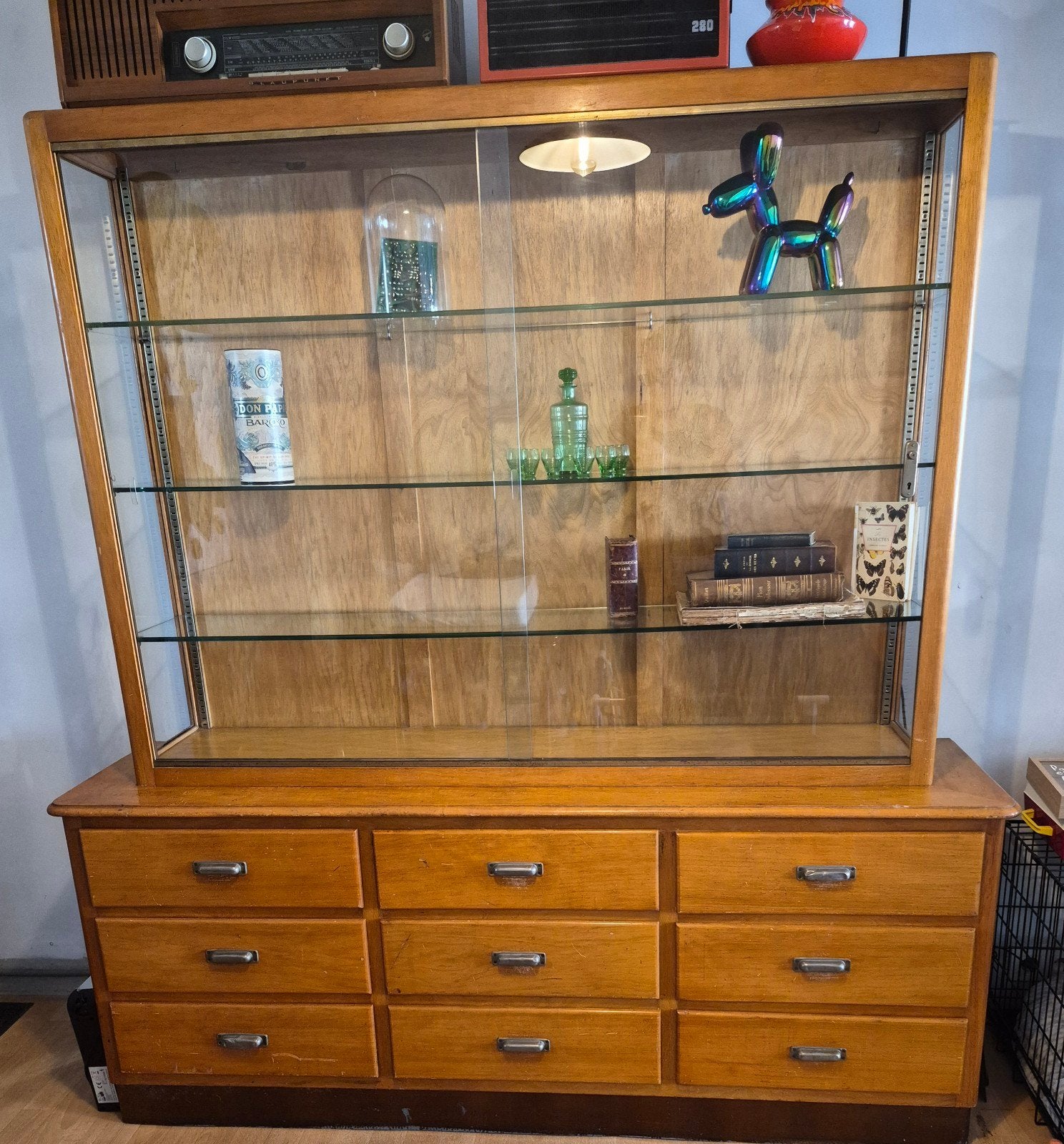 vintage raamkast, Huis en Inrichting, Kasten | Buffetkasten, Ophalen, Gebruikt, Eikenhout, Vintage
