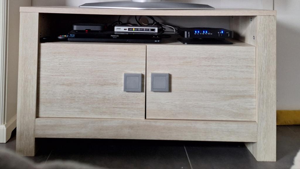 Meuble TV moderne bois clair – bon état, Moins de 100 cm, Comme neuf, 100 à 150 cm, Enlèvement