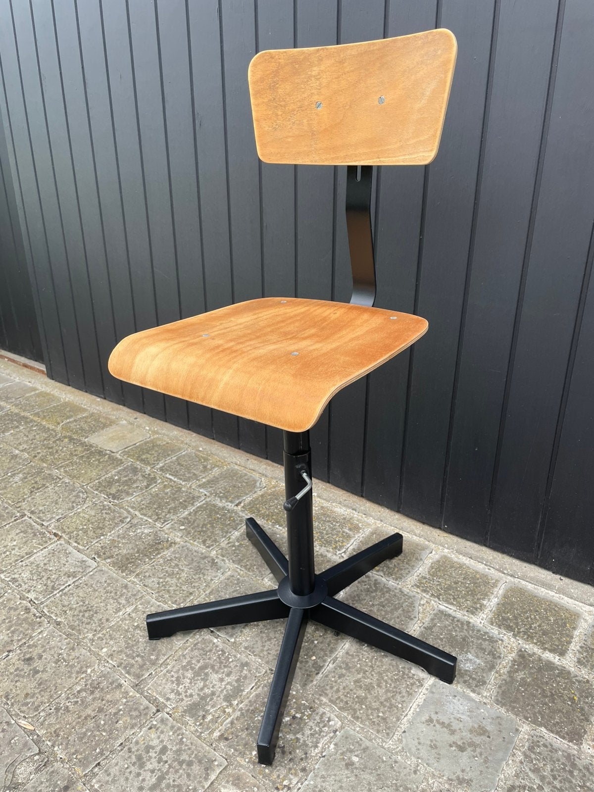 Vintage industriële atelier- of bureaustoel, Ophalen, Gebruikt, Zwart, Bureaustoel