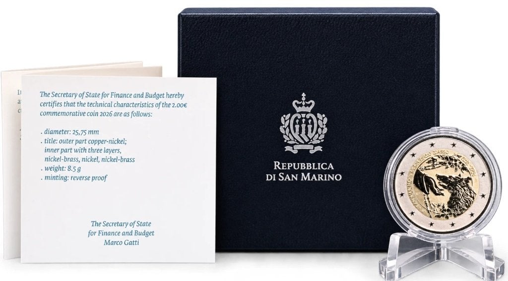 San Marino 2026 - Franciscus van Assisi - reverse proof, Ophalen of Verzenden, San Marino, 2 euro, Setje