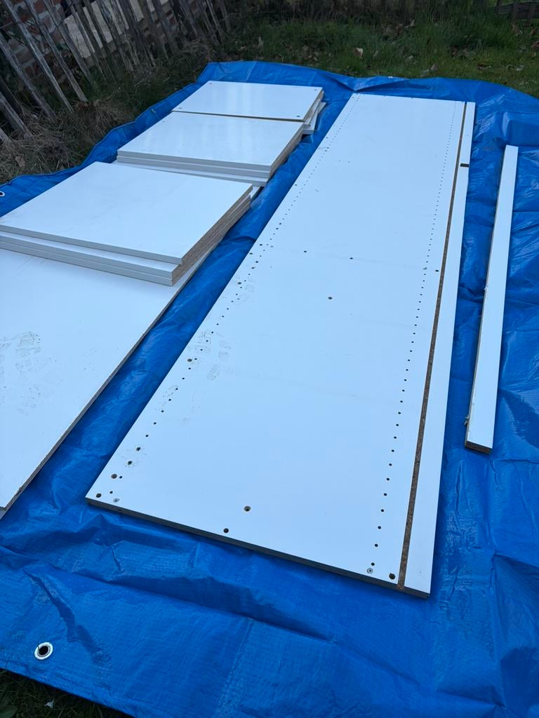 Planches bois stratifiés 18mm a donner, Doe-het-zelf en Bouw, Hout en Planken, Gebruikt, Ophalen