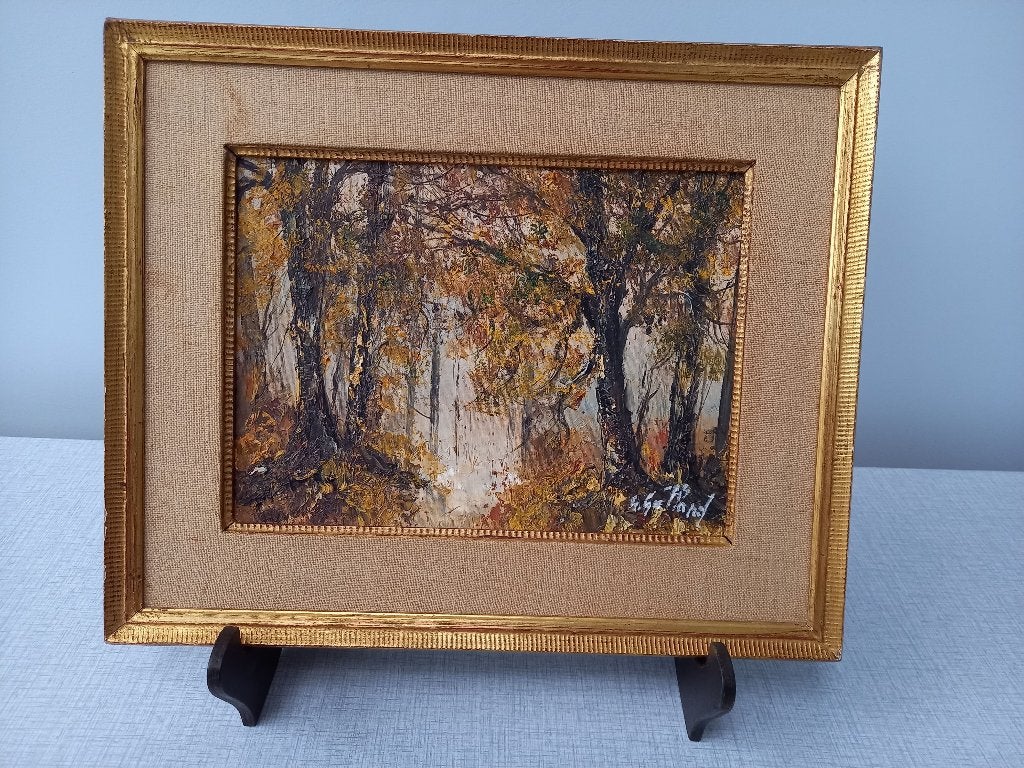 Vue sur la forêt par Agnes Galland. Signé et daté 1989, Antiquités & Art, Enlèvement ou Envoi, Peinture à l'huile, Paysage, Toile