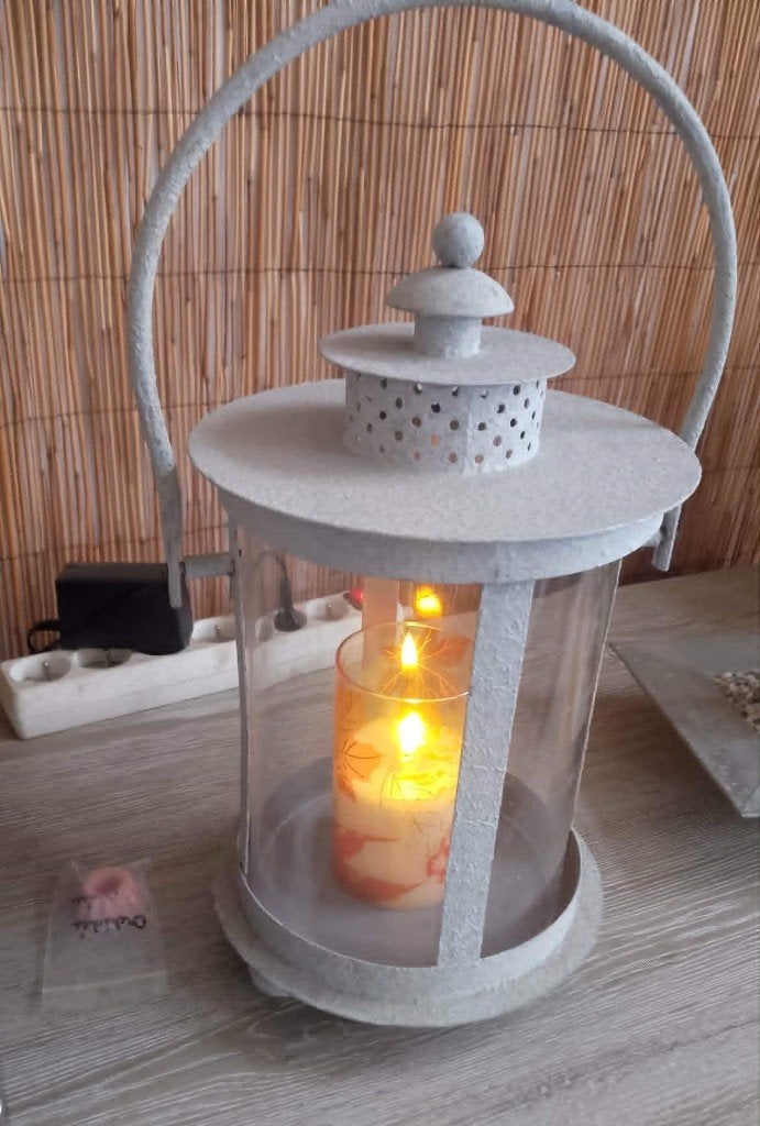 lanterne  avec bougie led  35 cm de haut, Maison & Meubles, Enlèvement ou Envoi, Utilisé, Métal, Bougie