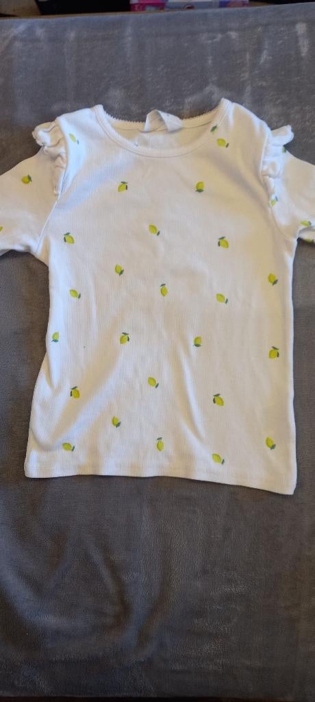 wit T-shirt met  citroenen H&M maat 146 152, Kinderen en Baby's, Kinderkleding | Maat 146, Meisje, H&M, Ophalen of Verzenden, Zo goed als nieuw