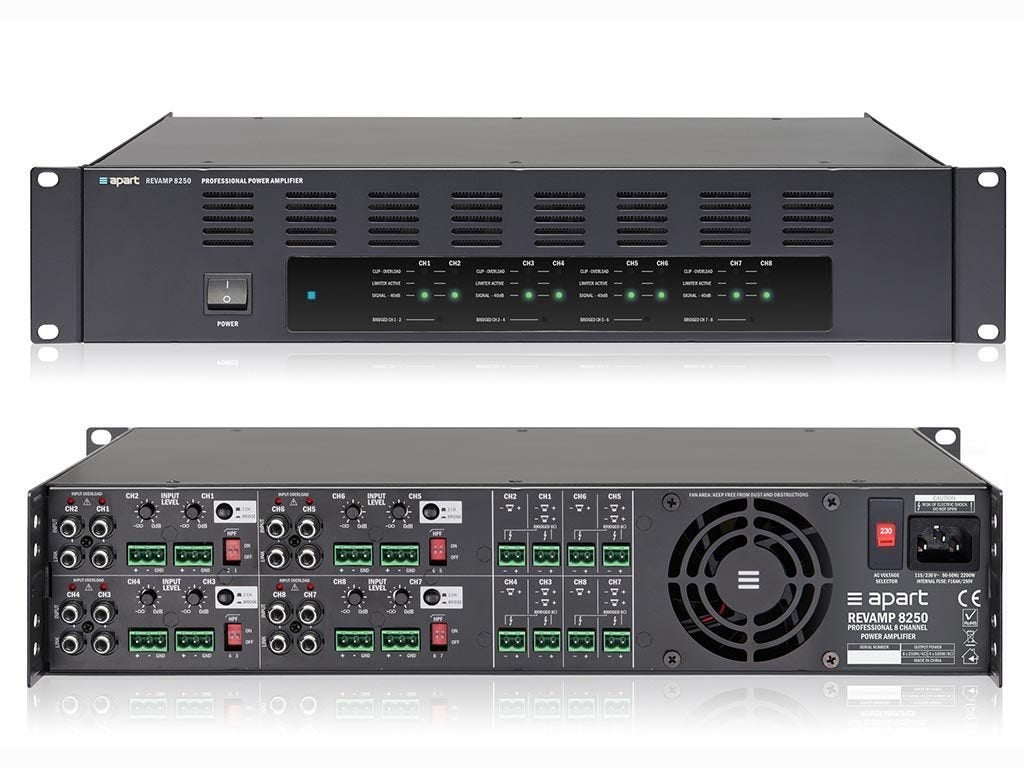 Ampli (Apart-Biamp) Revamp 8250 – 8 x250 W, TV, Hi-fi & Vidéo, Autres marques, Enlèvement ou Envoi, Utilisé, 120 watts ou plus