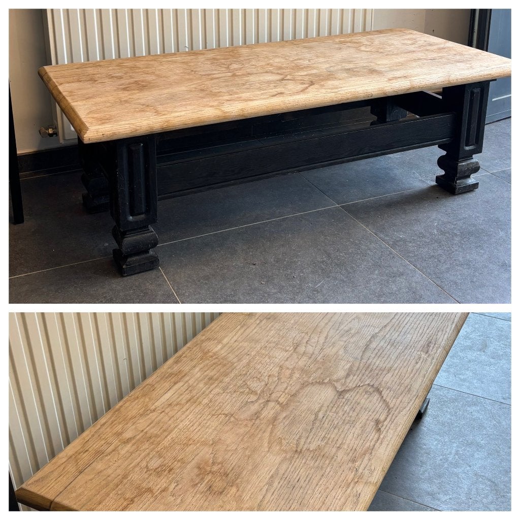 Table basse en bois et pieds noirs, Antiek en Kunst, Ophalen