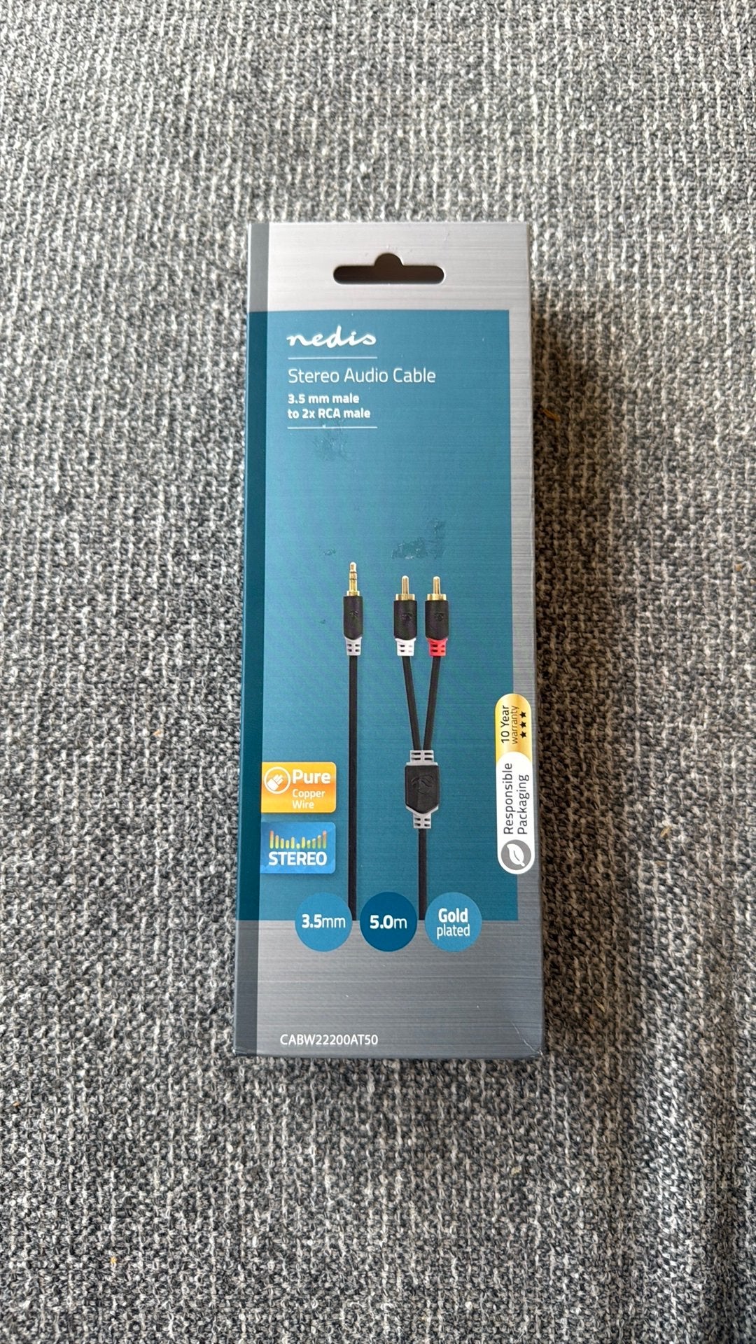 Jack naar tulp kabel (5 meter) Aux, Ophalen of Verzenden, Nieuw, 2 tot 5 meter