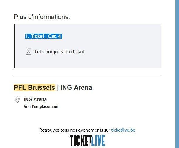 1 ticket PFL Brussels 23 mai 2026 ING Arena, Tickets & Billets, Sport | Autre, Une personne, Mai