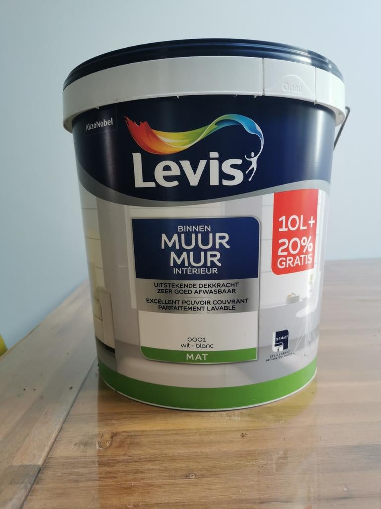 12 liter kwalitatieve witte muuverf van Levis, Enlèvement, Blanc