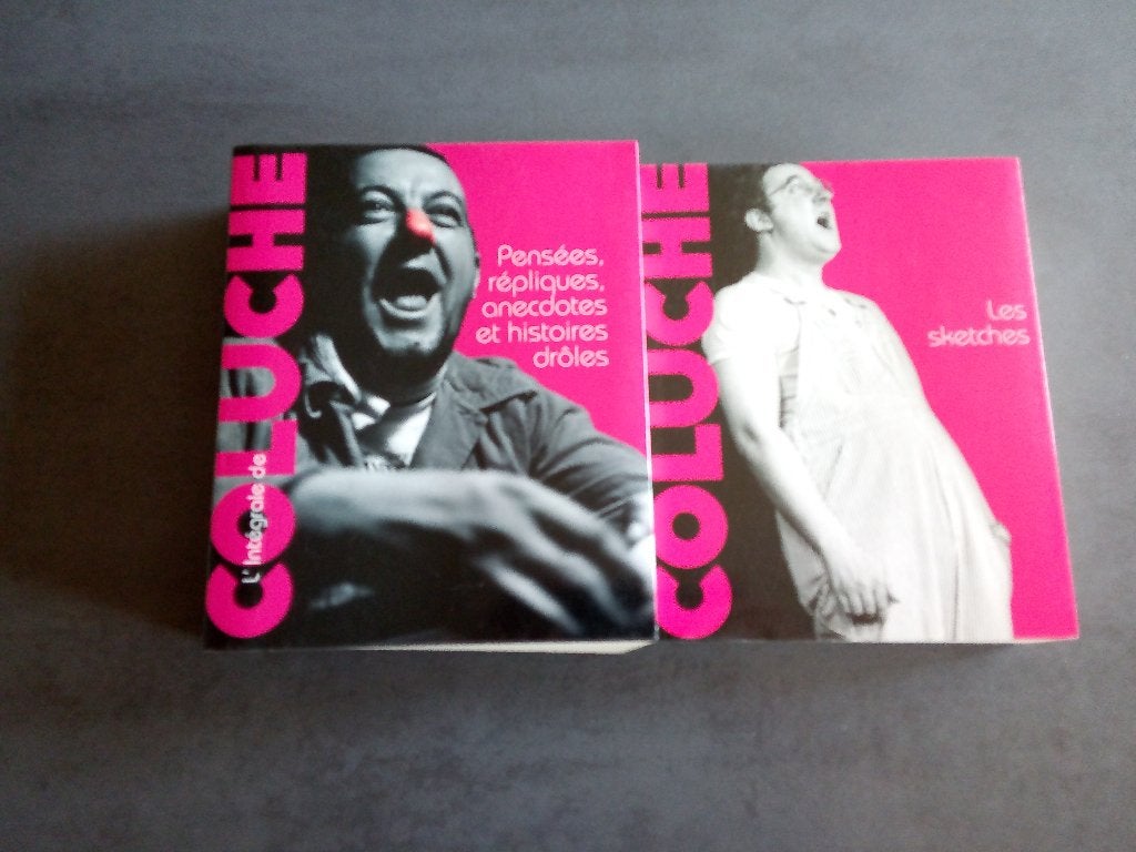 Lot 2 Livres humour Coluche "Sketches", "Histoires drôles", Boeken, Humor, Ophalen, Zo goed als nieuw, Verhalen