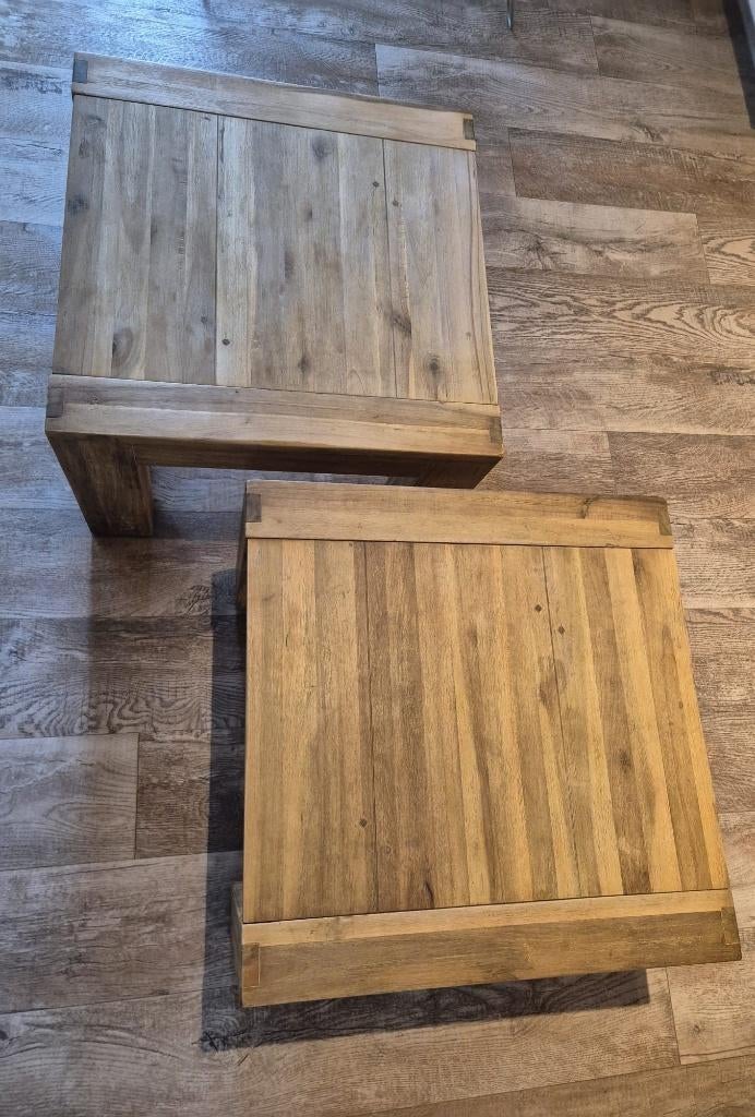 salon-/bijzettafel massief teak, Ophalen, Gebruikt, Teakhout, 50 tot 100 cm