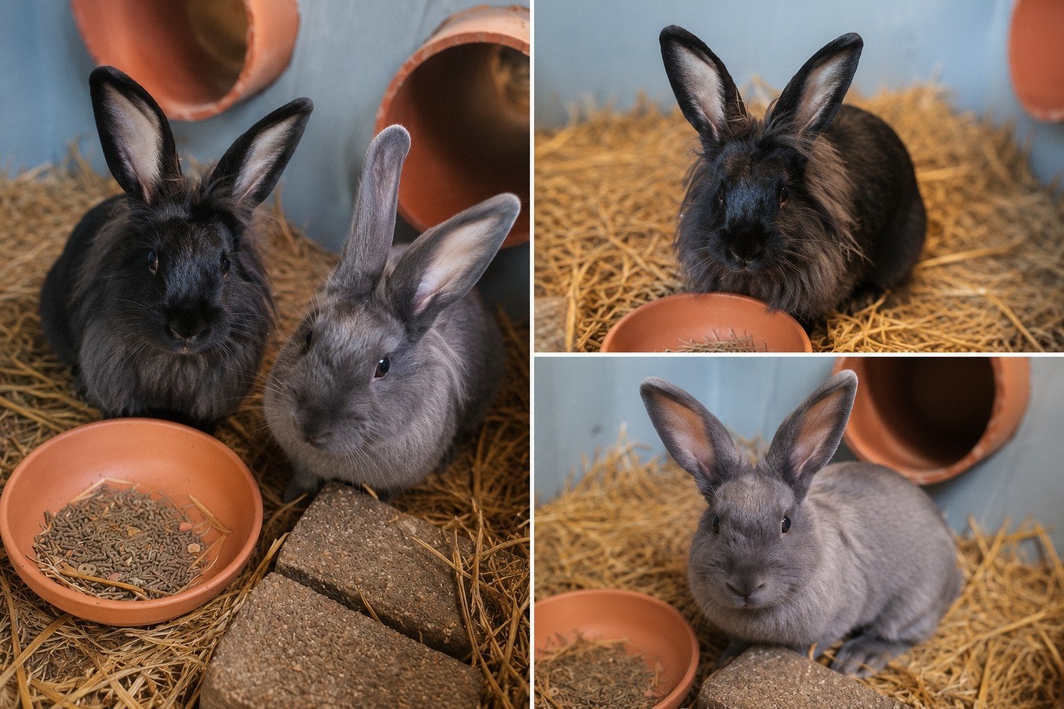 kruising vlaamse reuzen / vlinder, Plusieurs animaux, Grand, 0 à 2 ans