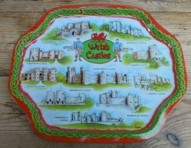 SALE Engels dienblad met kastelen uit Wales, Gebruikt, -, -, Ophalen of Verzenden