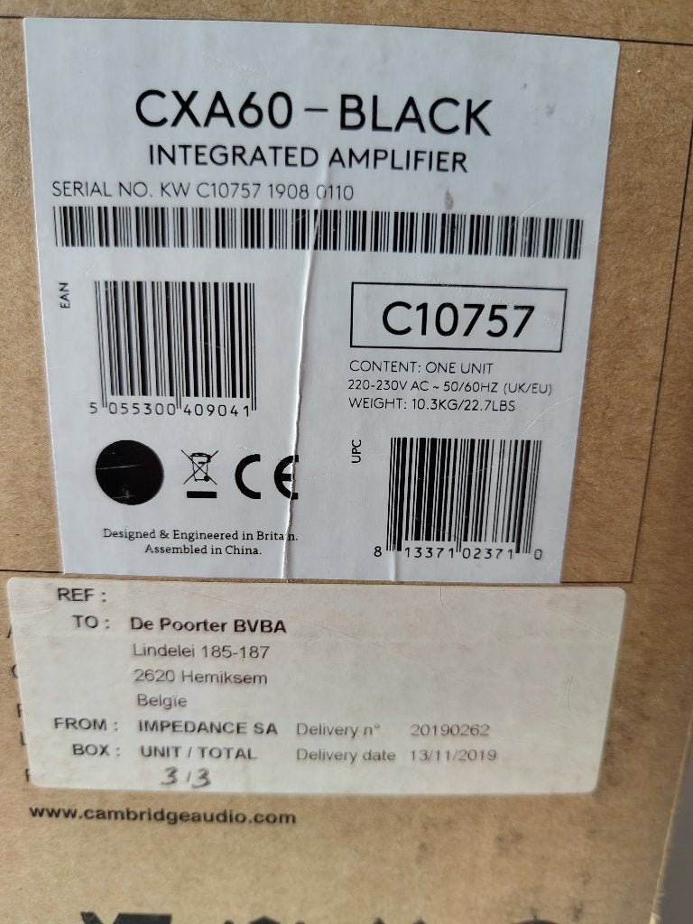Versterker Cambridge CXA60 black, Audio, Tv en Foto, Nieuw, 60 tot 120 watt, Stereo, Ophalen