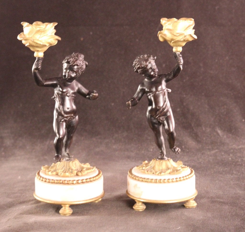 Paire de chandeliers putti du XIXe siècle, Enlèvement ou Envoi
