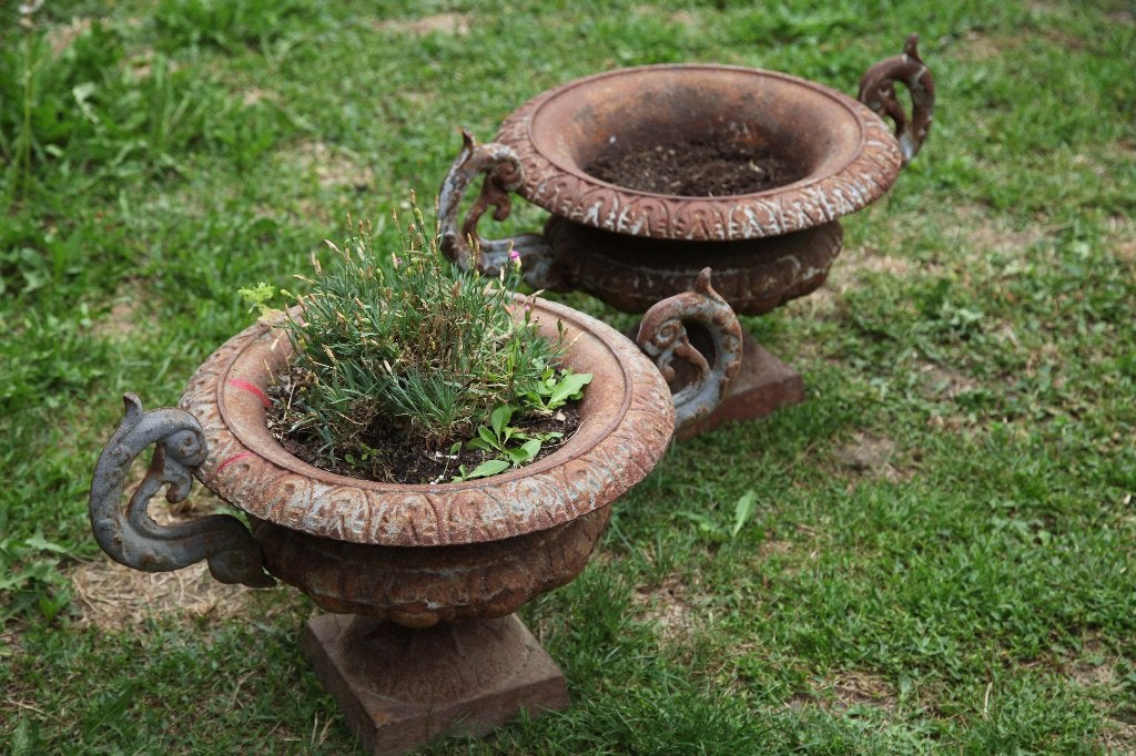 2 Vasques Style Chambord antique en fonte patine ancienne, Enlèvement, Bronze