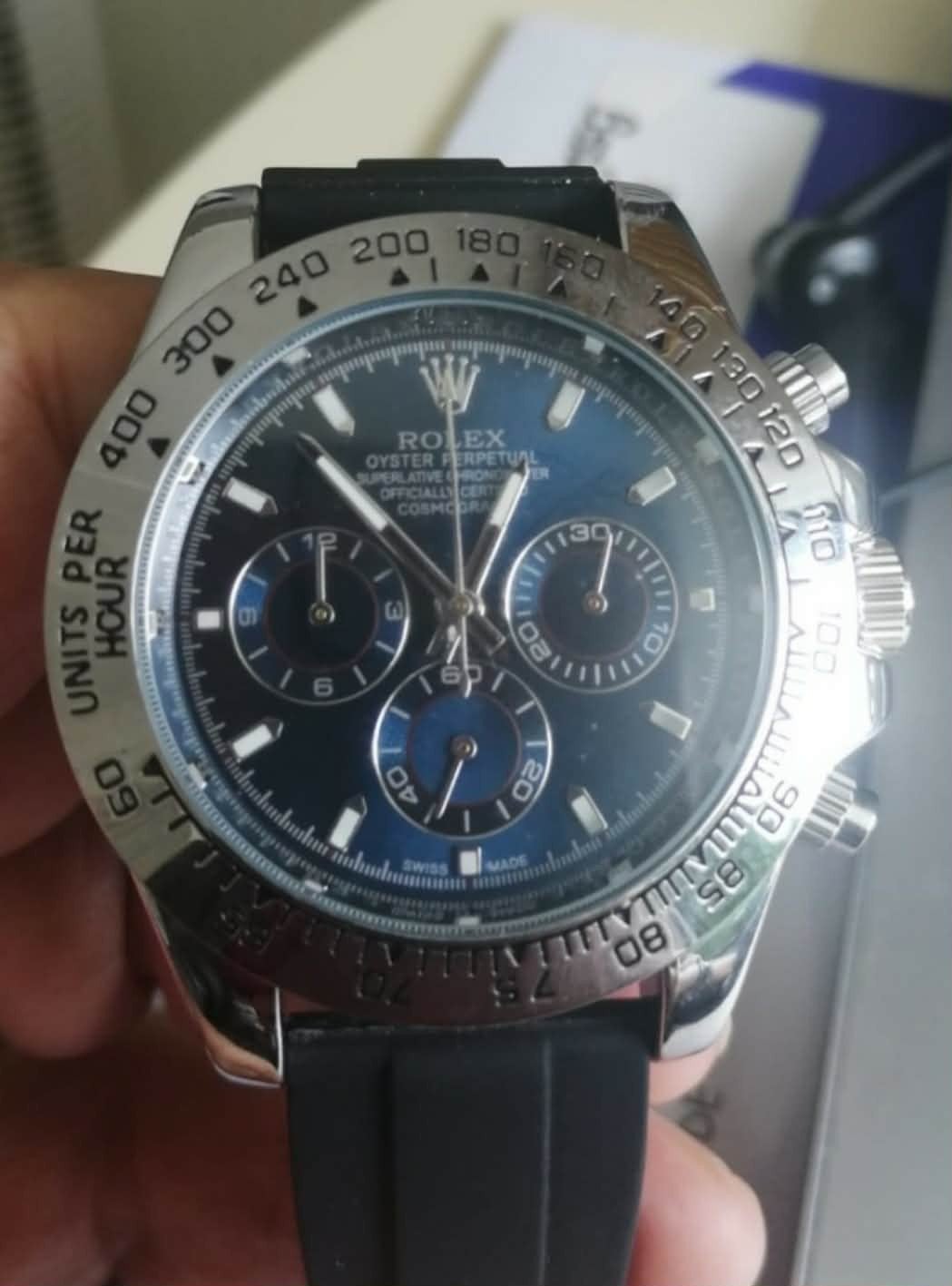 Chronographe Rolex Daytona à cadran bleu (nouveau), Rolex, Enlèvement ou Envoi, Acier, Autres matériaux