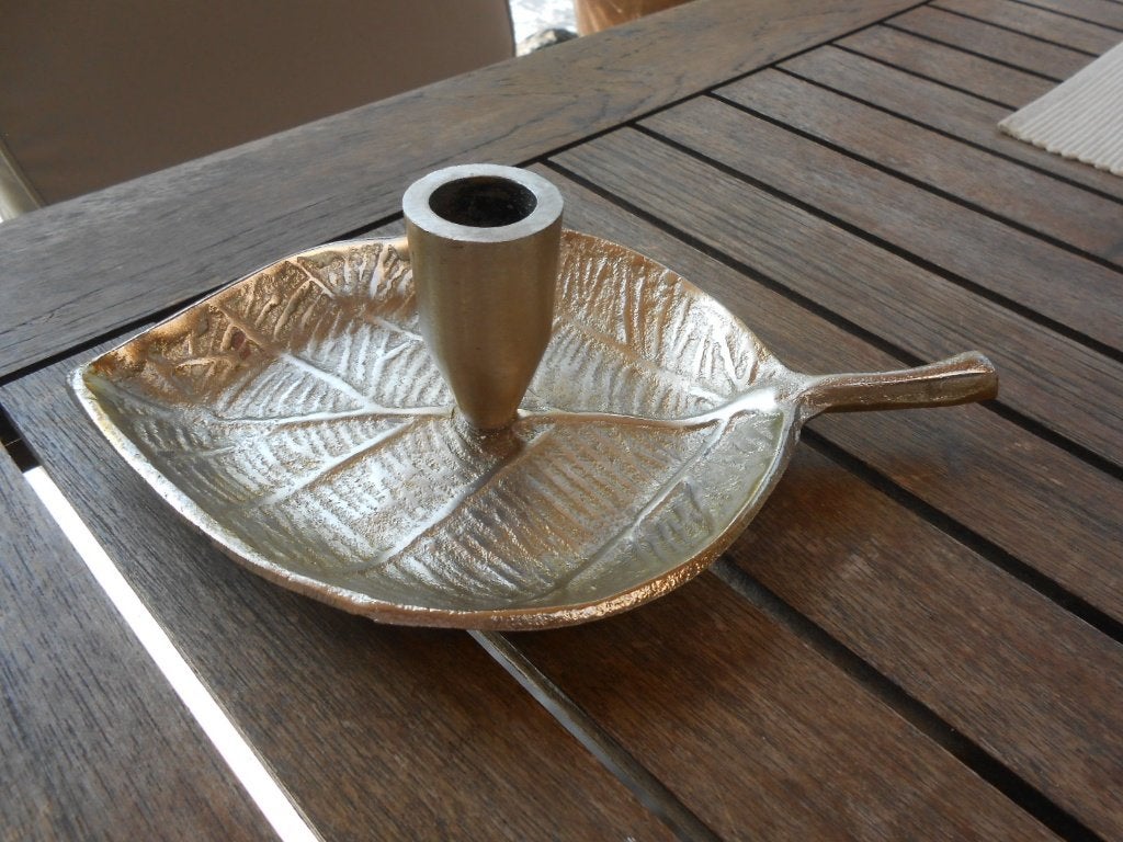 bougeoir feuille d'aluminium doré dim. 23 x 14 x H6, Enlèvement ou Envoi, Autres matériaux