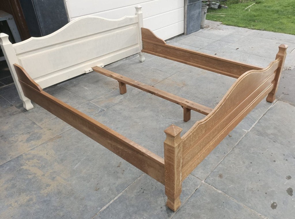 2 persoons eiken bed slaapkamer € 49,-, Huis en Inrichting, Ophalen, Gebruikt, Tweepersoons, Eiken