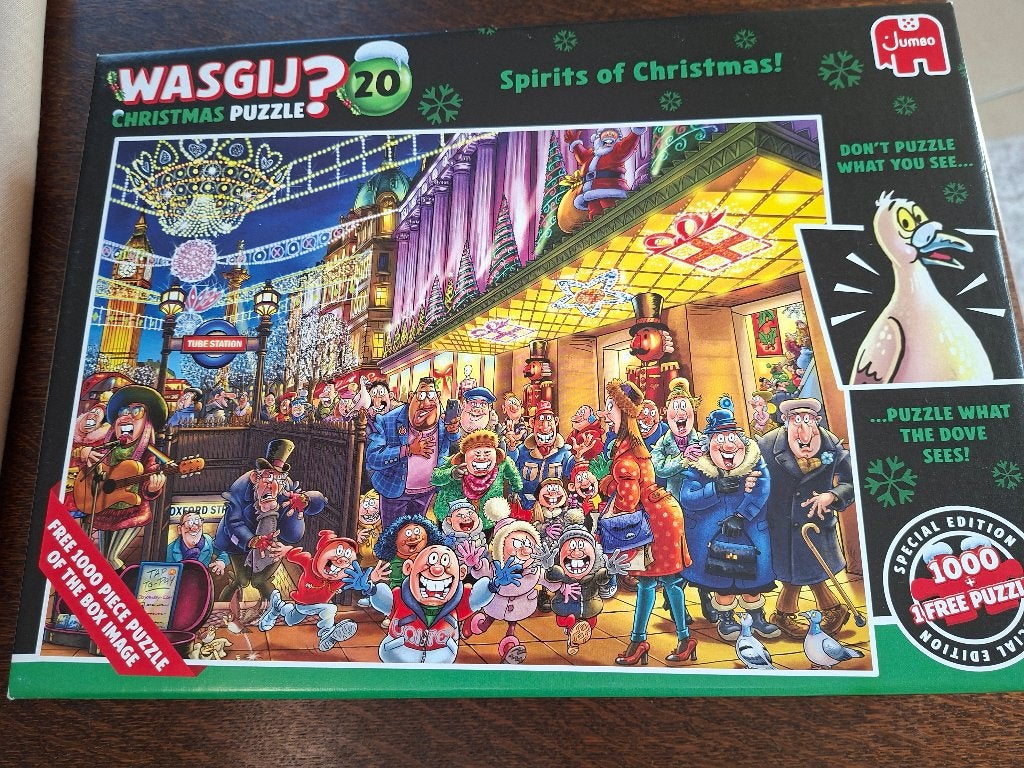 Wasgij Christmas puzzle Nr 20 Spirits of Christmas -2x1000st, Ophalen, 500 t/m 1500 stukjes, Zo goed als nieuw, Legpuzzel