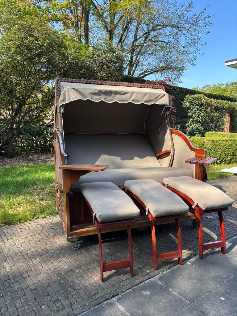 Chaise de plage double de luxe à vendre - en très bon état., Enlèvement, Utilisé, Rotin