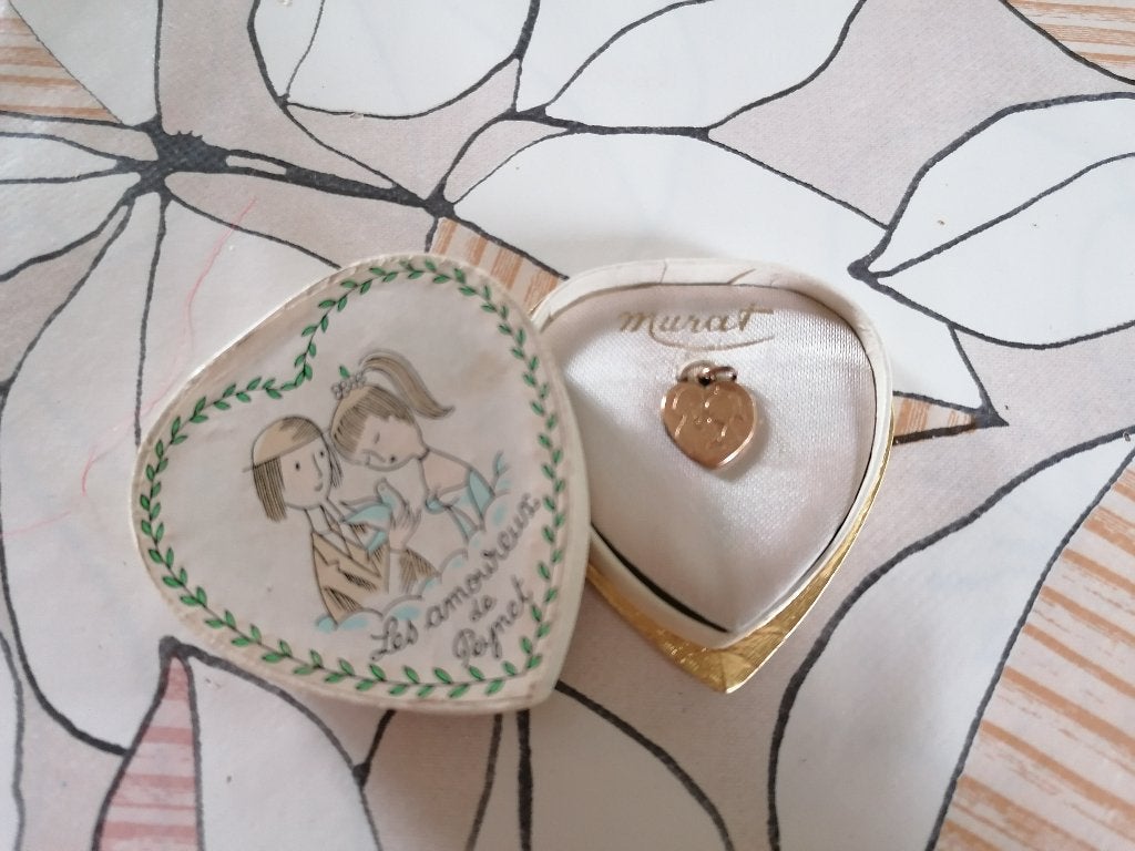 Verguld Hangertje Les Amoureuex de Peynet, Bijoux, Sacs & Beauté, Pendentifs, Enlèvement ou Envoi, Comme neuf, Or, Cœur