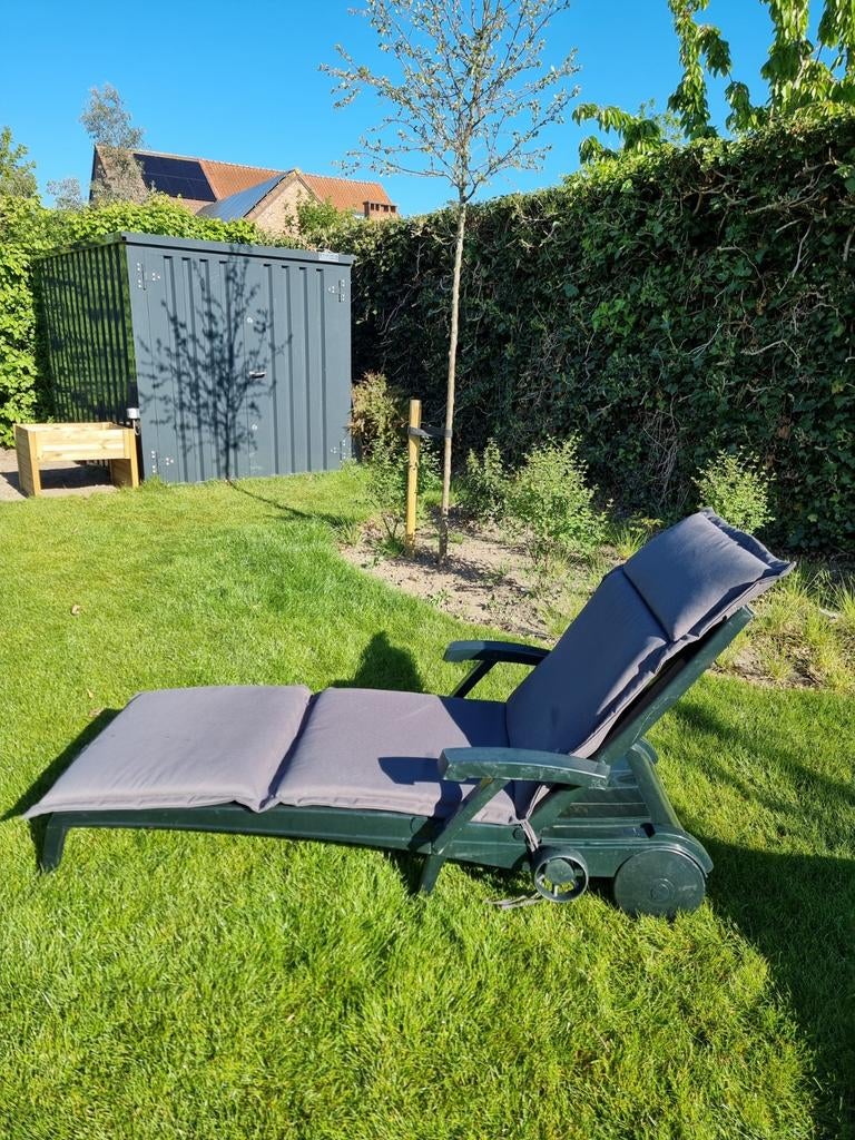 Ligzetel tuin met kussen, Tuin en Terras, Ligbedden, Ophalen, Zo goed als nieuw, Kunststof, Verstelbaar