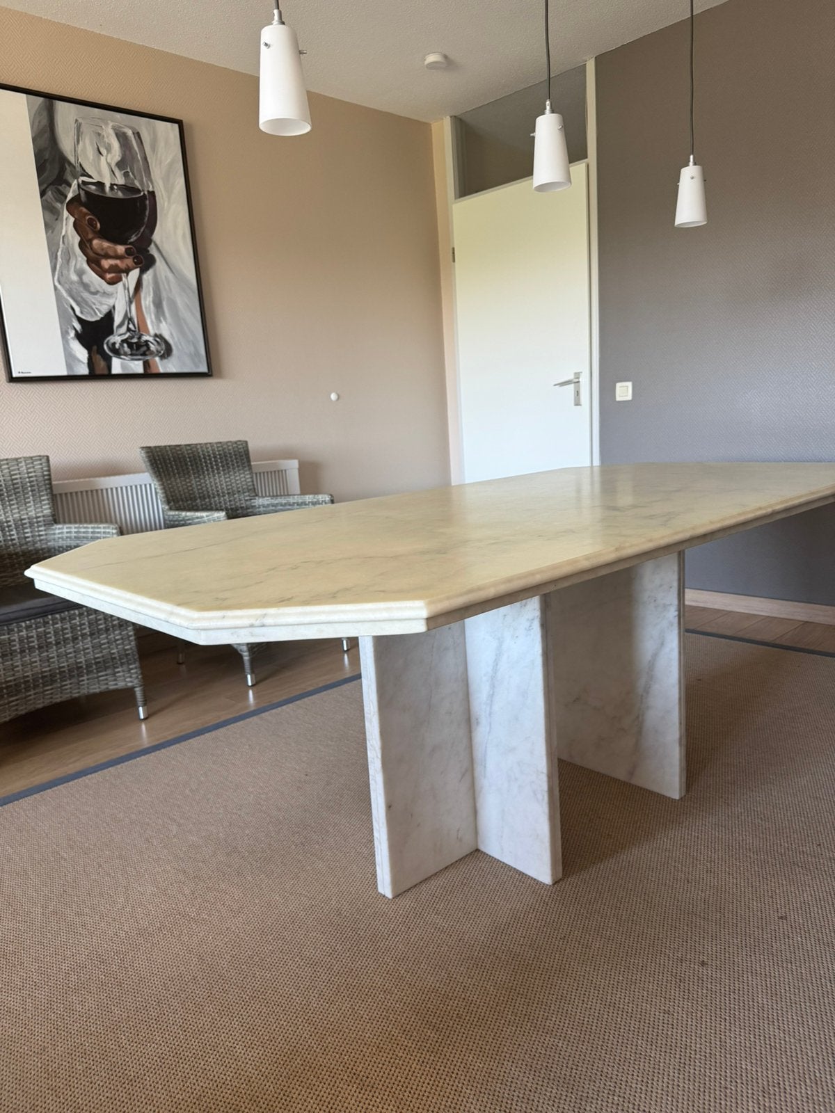 Stijlvolle marmeren eettafel 200 x 100 cm, Huis en Inrichting, Tafels | Eettafels, Ophalen, Overige materialen, 50 tot 100 cm
