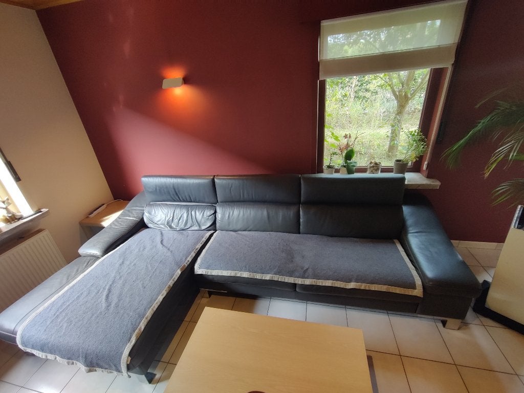 Grote leren hoekzetel – 6 zitplaatsen – weg wegens verhuis, 150 cm ou plus, Quatre personnes ou plus, Enlèvement, Utilisé