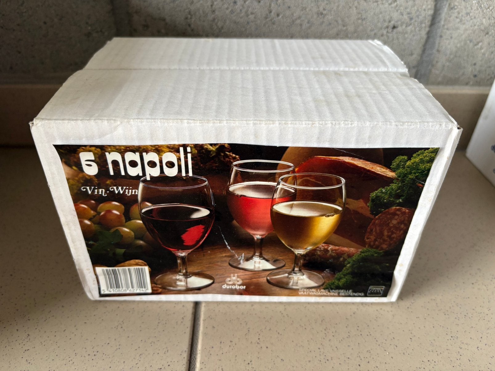 Nieuw in doos: 6 vintage Durobor Napoli wijnglazen Ongeopend, Enlèvement ou Envoi, Neuf, Autres types