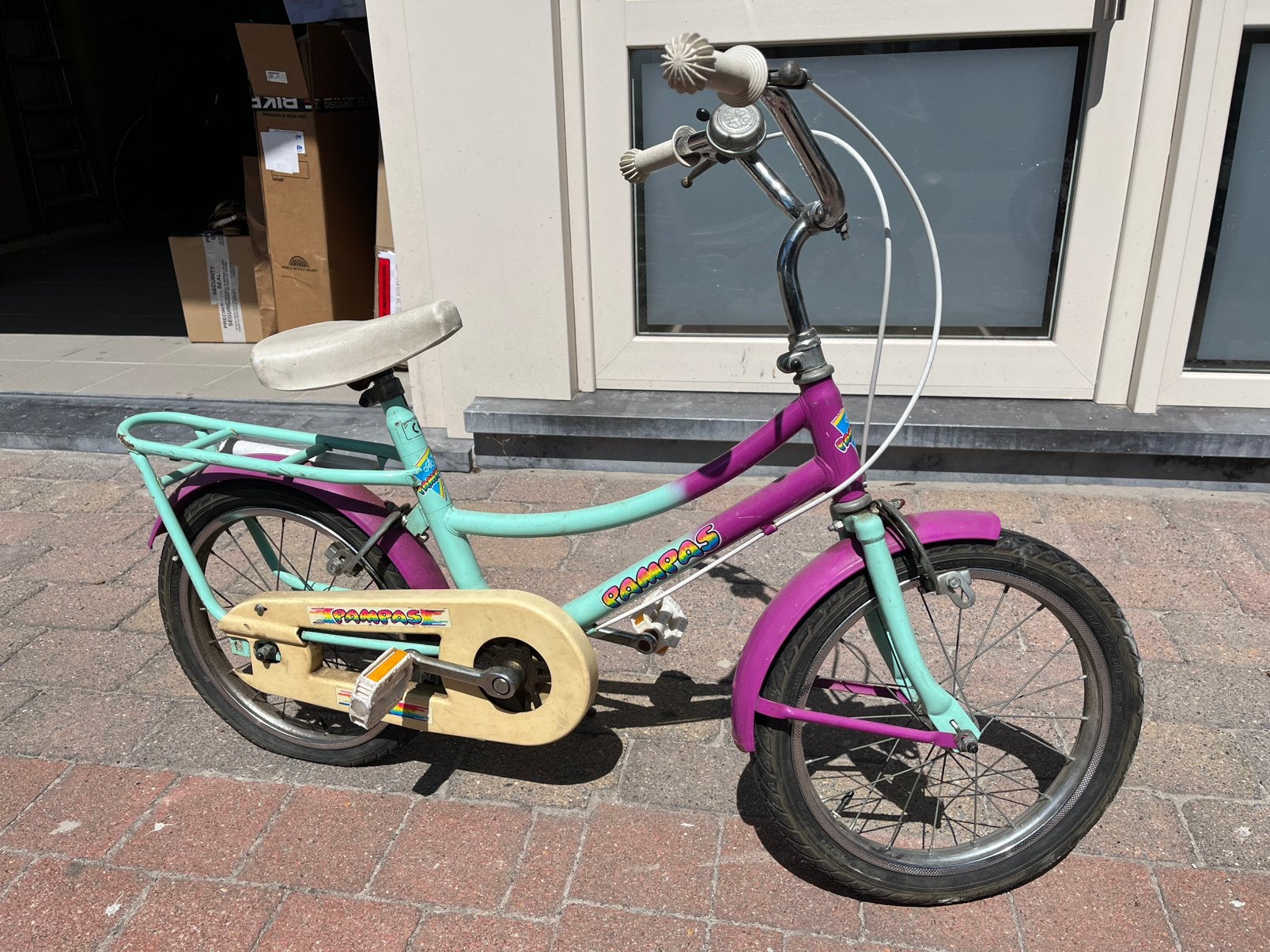 Pampas kinderfiets, Ophalen, Gebruikt, Velgrem, Minder dan 16 inch